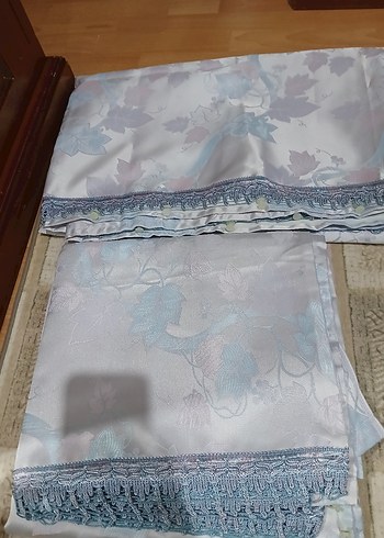 Nakışlı Mavi Pastel perde