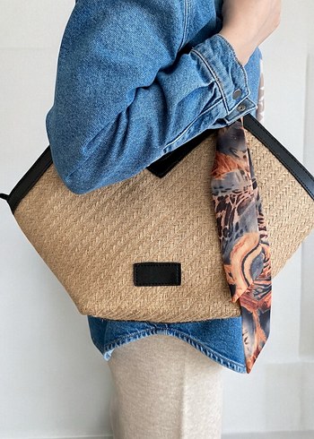 Kahverengi Yılan Desenli Kemerli Denim Çanta