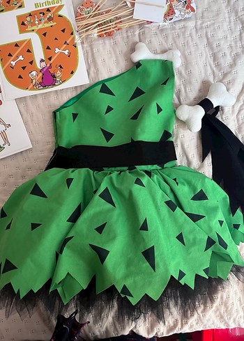 Yeşil Straplez Çocuk Kostümü çakıl konsepti - Görsel 2