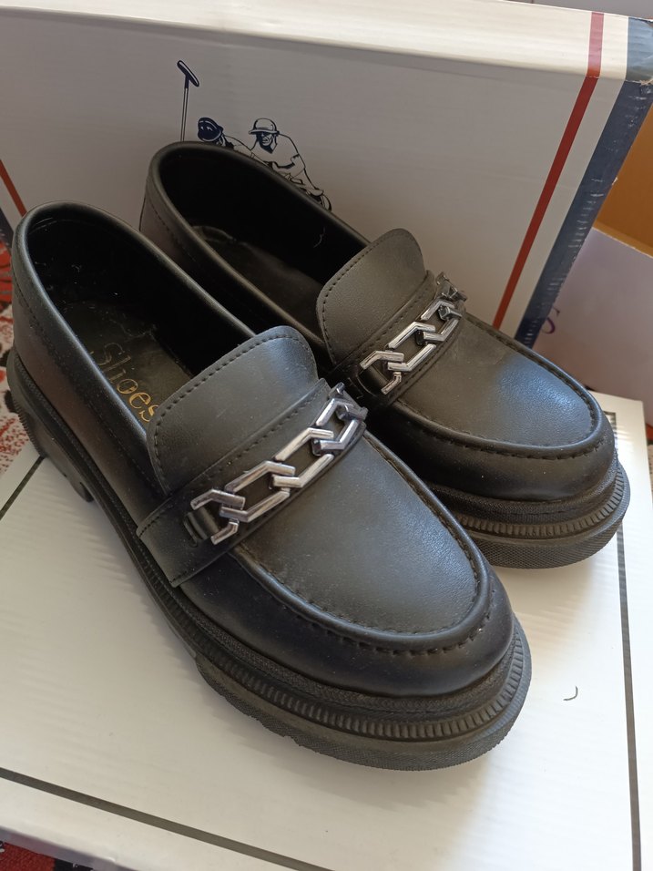 Siyah Zincir babet ayakkabı - Görsel 2