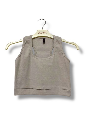 Bej Kolsuz Salaş Crop Top