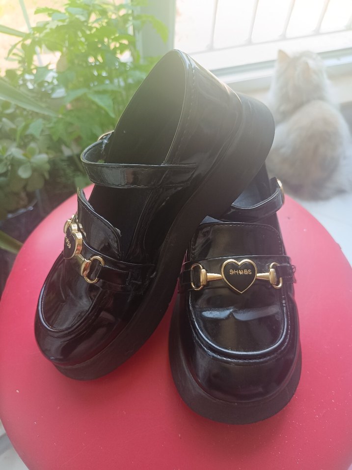 Kız Çocuk Siyah Rugan Tokalı Loafer Ayakkabı - Görsel 5