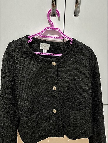 H&M H&M siyah bukle tüvit ceket