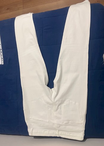 Zara Basic Beyaz Midi Denim Pantolon - Görsel 3