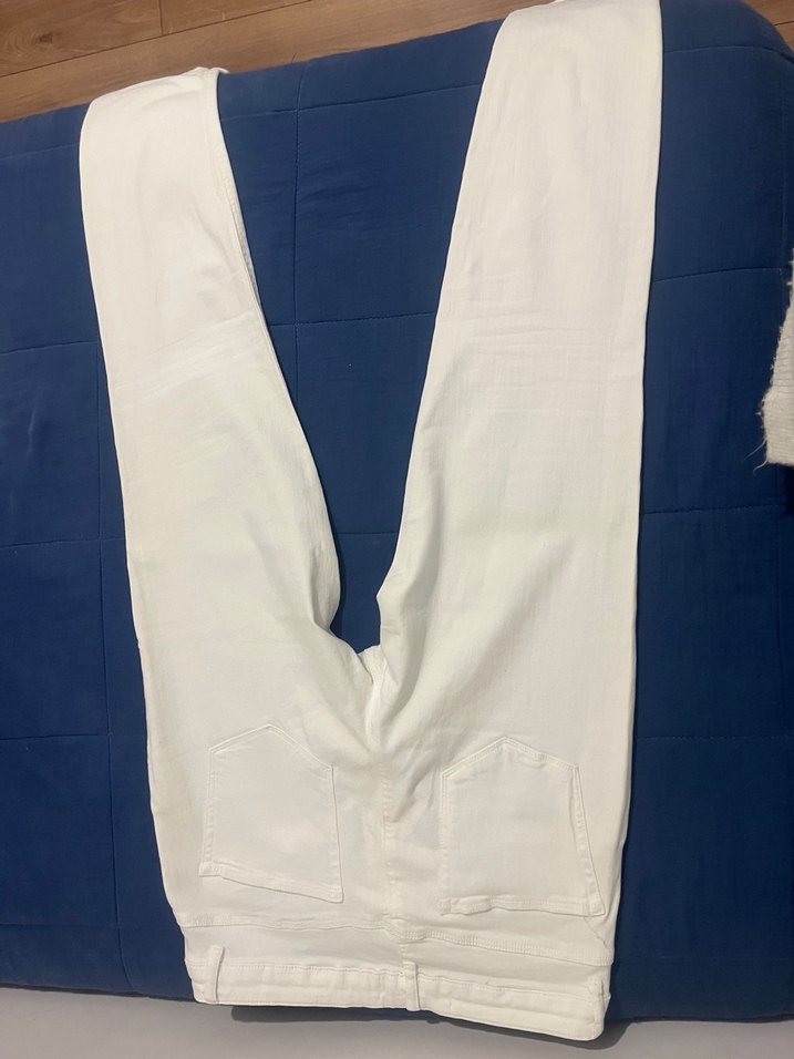 Zara Basic Beyaz Midi Denim Pantolon - Görsel 4