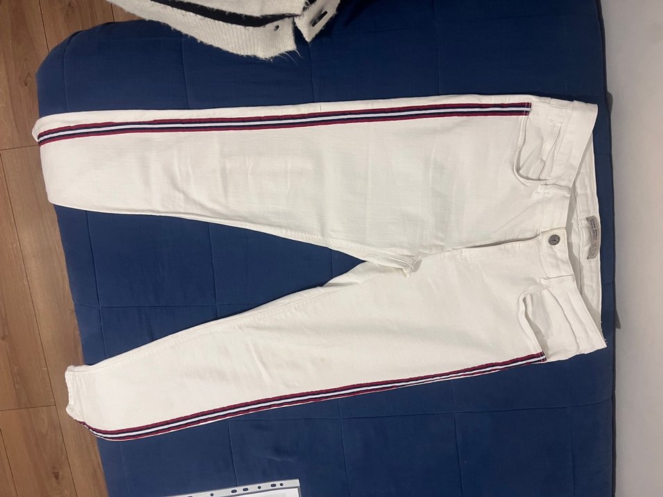 Zara Basic Beyaz Midi Denim Pantolon - Görsel 2