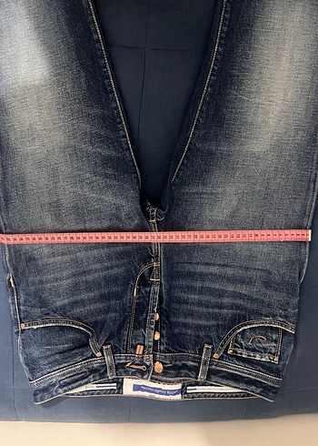 Düğmeli Mavi Gri Desenli Erkek Denim Pantolon - Görsel 6