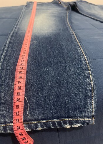 Düğmeli Mavi Gri Desenli Erkek Denim Pantolon - Görsel 7