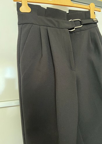 Siyah Kemerli Kadın Kumaş Pantolon - Görsel 2