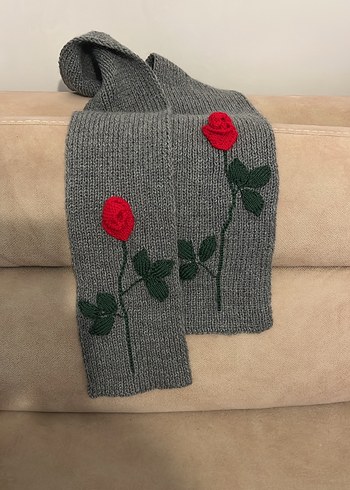 Gri Örgü Bohem Kadın Şal - Görsel 2