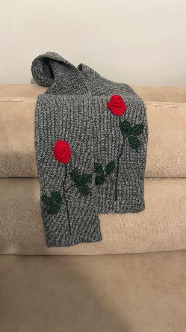 Gri Örgü Bohem Kadın Şal - Görsel 2