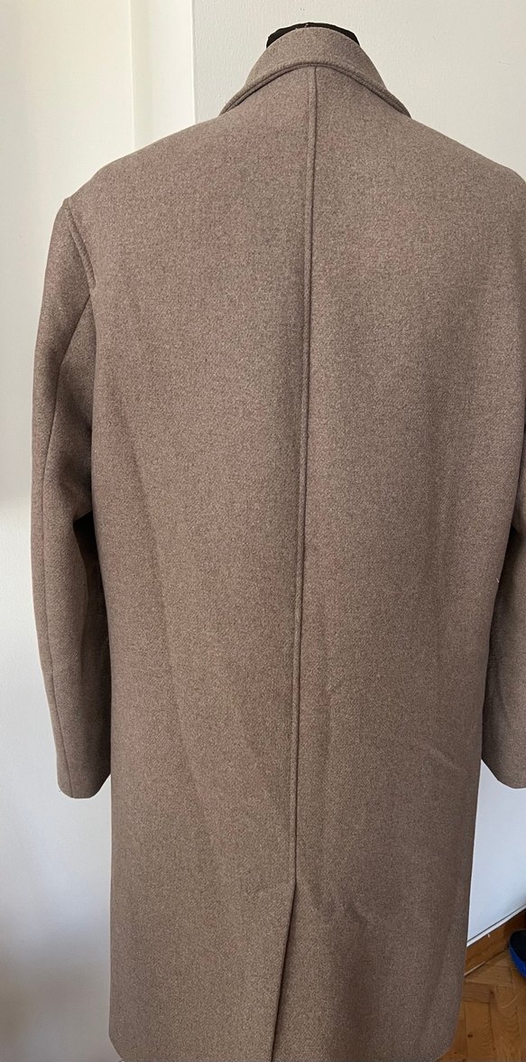 Bej Düğmeli Erkek Yün Kaban - Görsel 3