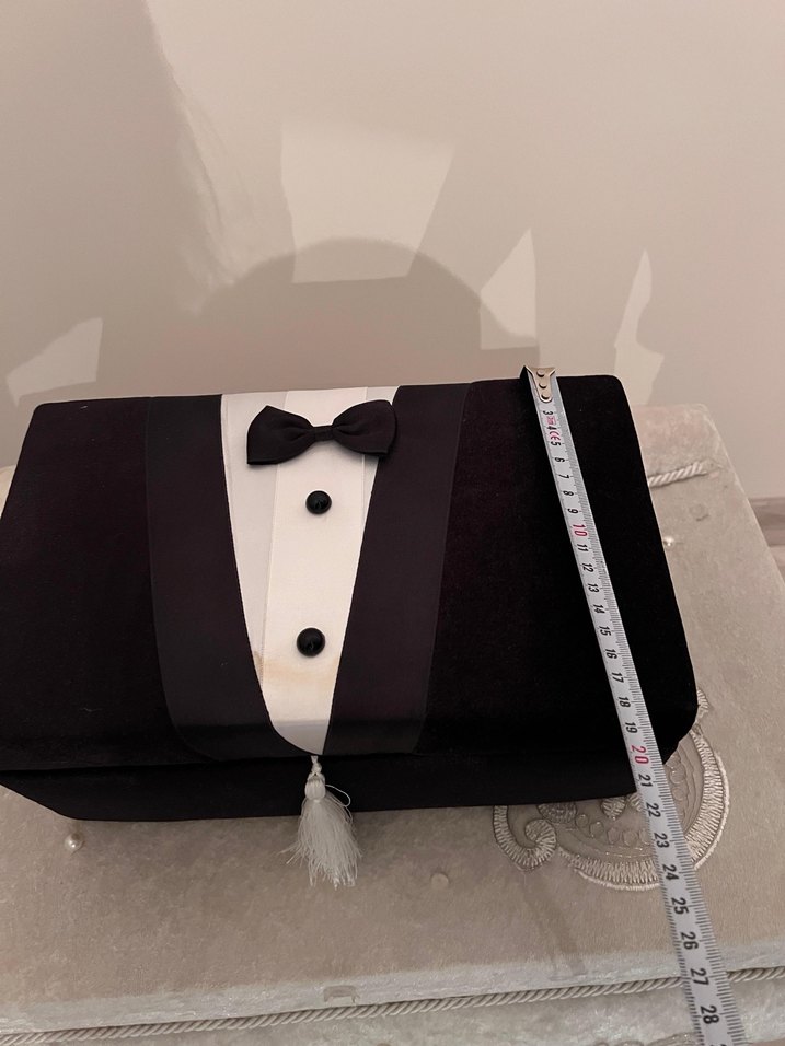 Kemerli Siyah Düz Kesim Damatlık - Görsel 2