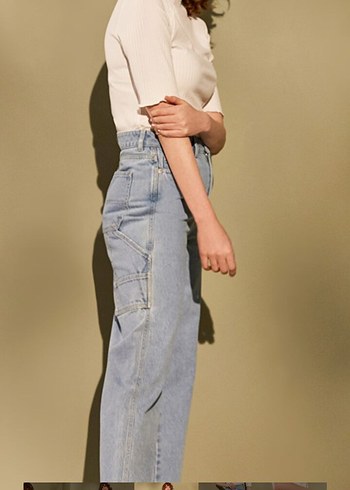 LC Waikiki Gri Regular Fit Midi Kadın Denim Pantolon bir kere tek giyildi