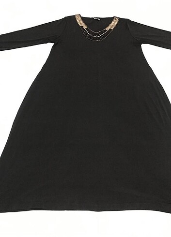 Siyah Boncuk Yakalı Elbise/2 Numara
