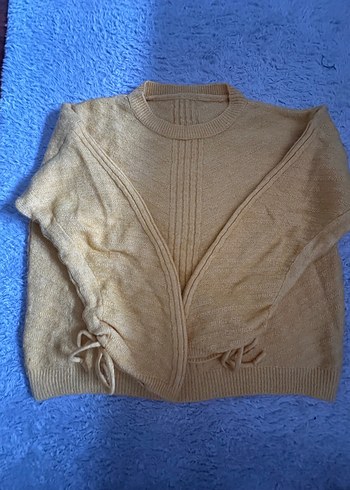 Sarı Örgü Kadın Kazak, Rahat Kesim, Uzun Kollu - Görsel 2