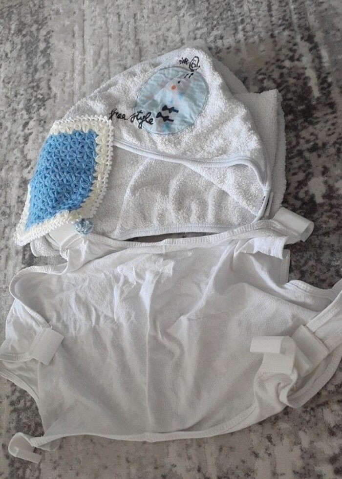 Bebek şapkalı banyo havlusu küvet bebek koruma bezi - Görsel 2