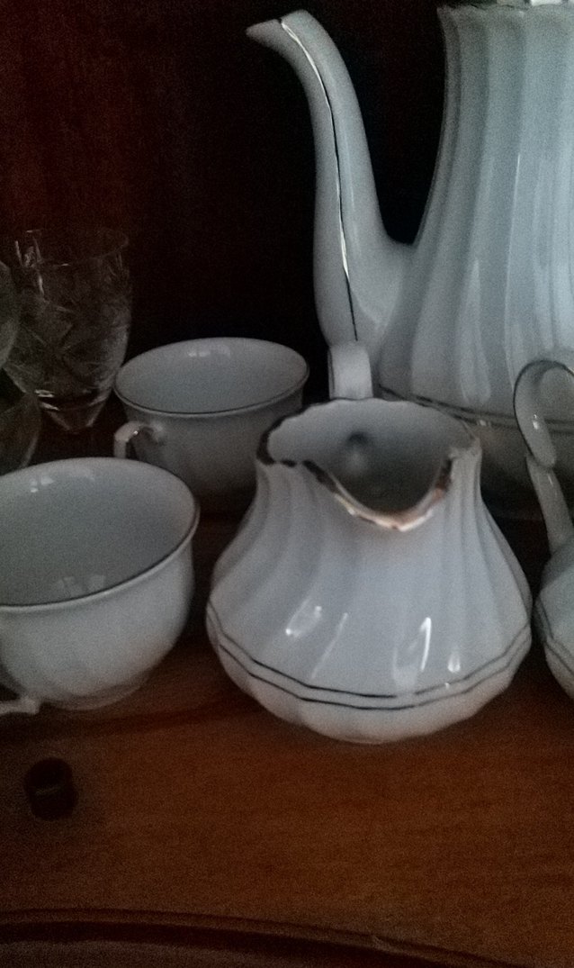 Beyaz Gri Çizgili Porselen Çay SetiKütahya porselen - Görsel 3