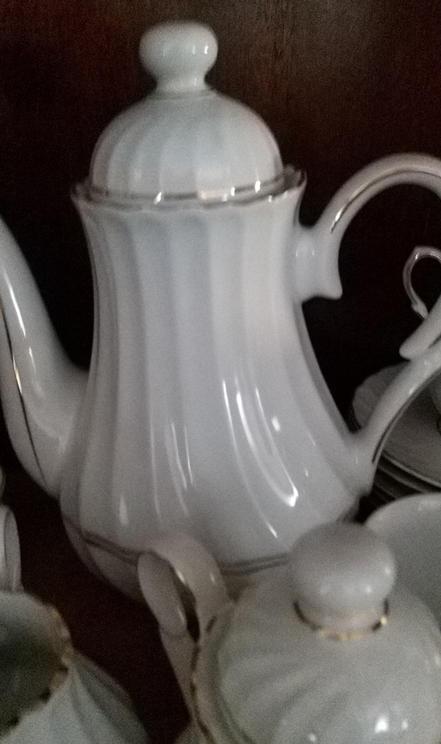 Beyaz Gri Çizgili Porselen Çay SetiKütahya porselen - Görsel 4