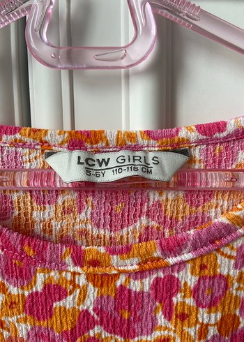LC Waikiki Renkli Bohem Kız Elbisesi, Pilili, Kısa Kollu