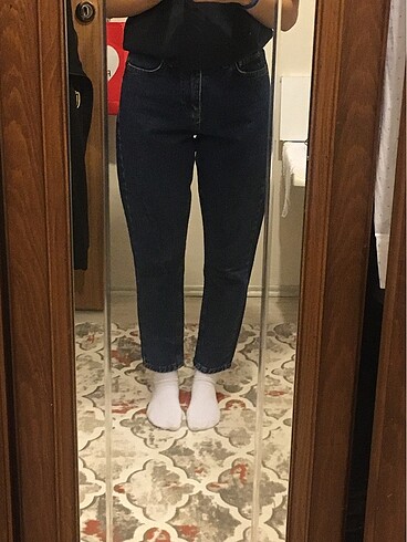 26 Beden lacivert Renk mom jean kot pantolon