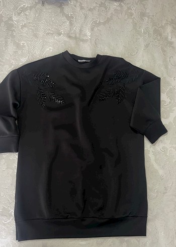 Diğer Siyah Uzun Kollu Salaş Sweatshirt