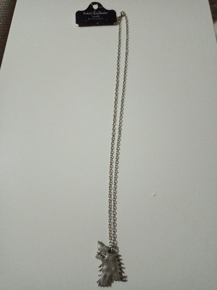 Gri Gotik Kurt Figürlü Erkek Kolye - Görsel 2