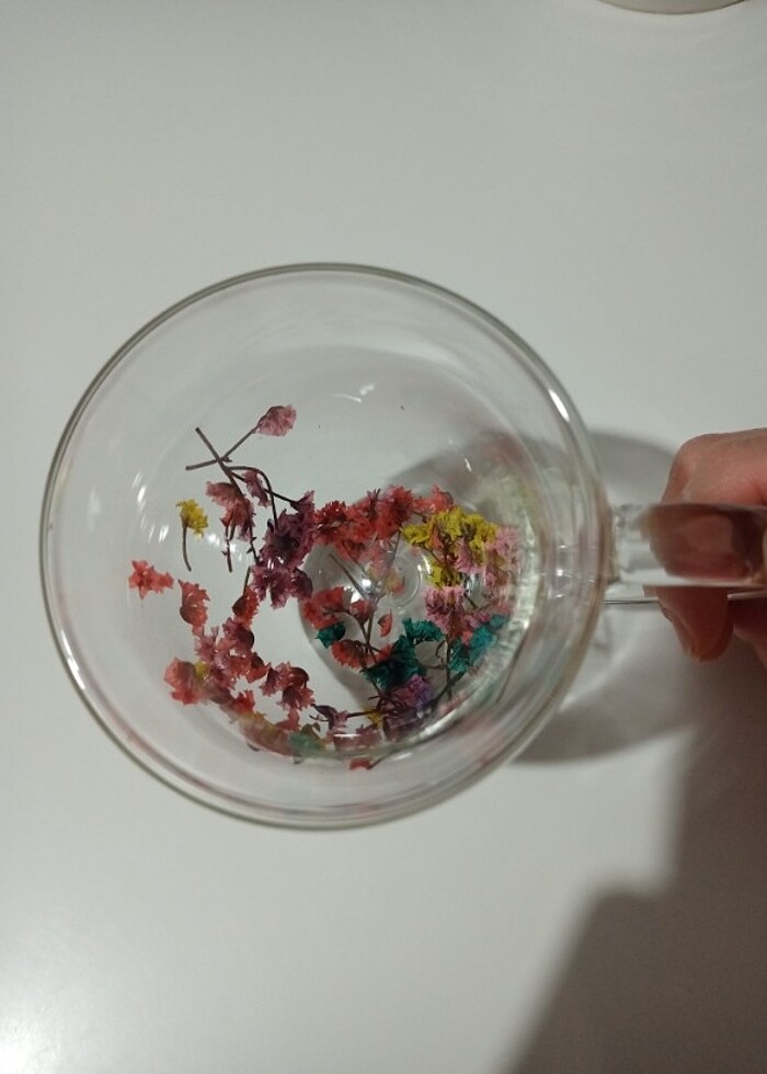 Çift Cidarlı 350 ml Çiçekli Cam Kupa - Görsel 3