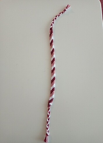 Bordo-Gül Kurusu-Beyaz Örgü Bileklik - Görsel 3