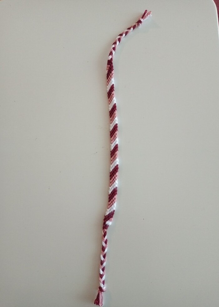 Bordo-Gül Kurusu-Beyaz Örgü Bileklik - Görsel 3