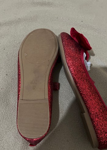 Kırmızı Simli Kadife Fiyonk Detaylı Kız Babet - Görsel 3