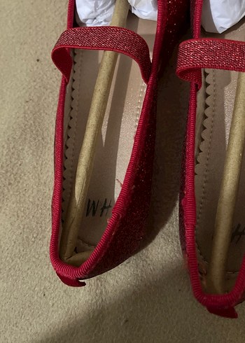 Kırmızı Simli Kadife Fiyonk Detaylı Kız Babet - Görsel 4