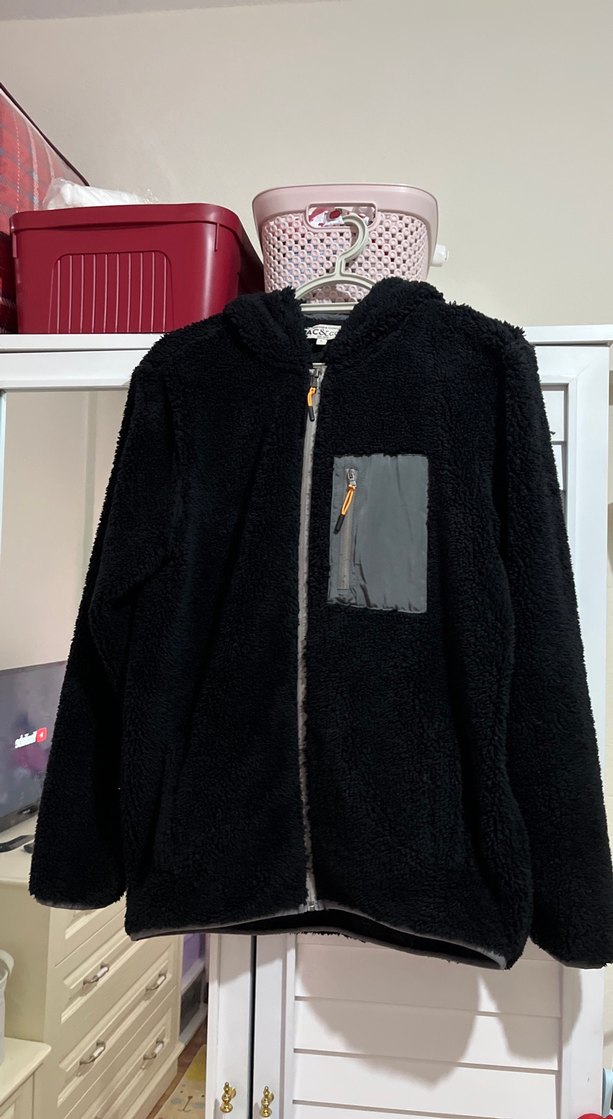 Siyah Fermuarlı Peluş Ceket - Görsel 2