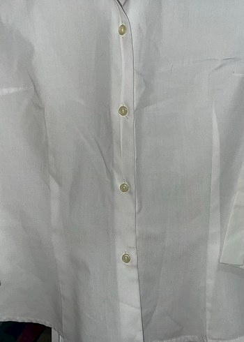 Düğmeli Beyaz Kadın Gömlek - Görsel 3