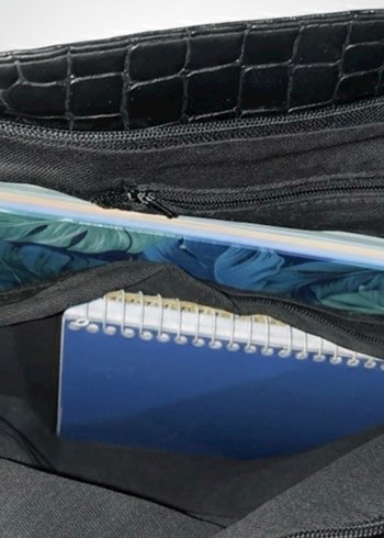 Siyah Yılan Derisi Desenli Kadın Deri Çanta - Görsel 5