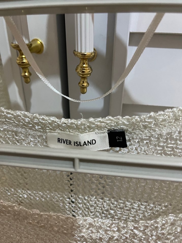 Beyaz Delikli Örgü Kadın Kısa Kollu Bluz - Görsel 3