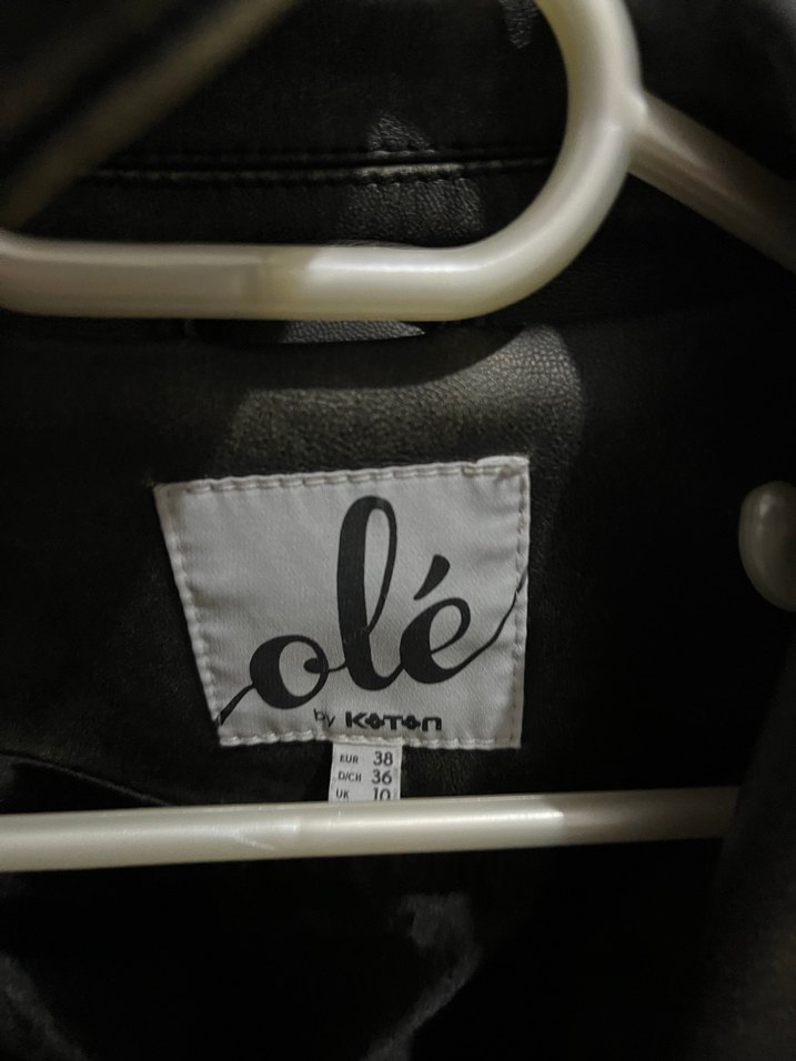 Deri Görünümlü Kemerli Biker Ceket - Görsel 5