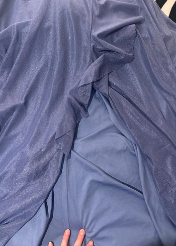 Lacivert Drapeli Uzun Abiye Elbise - Görsel 5