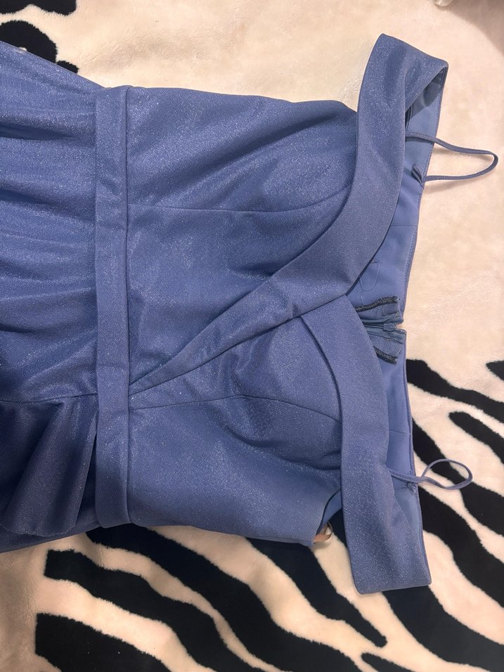 Lacivert Drapeli Uzun Abiye Elbise - Görsel 4