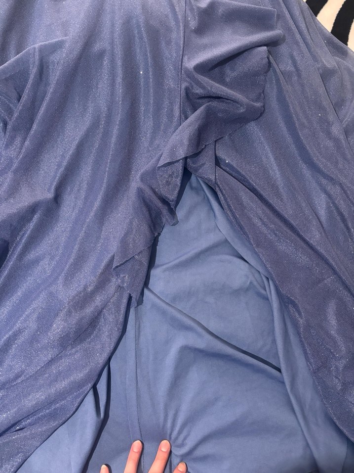 Lacivert Drapeli Uzun Abiye Elbise - Görsel 5