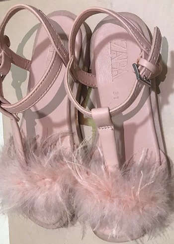 Pembe Tüylü Zara Sandalet - Görsel 2