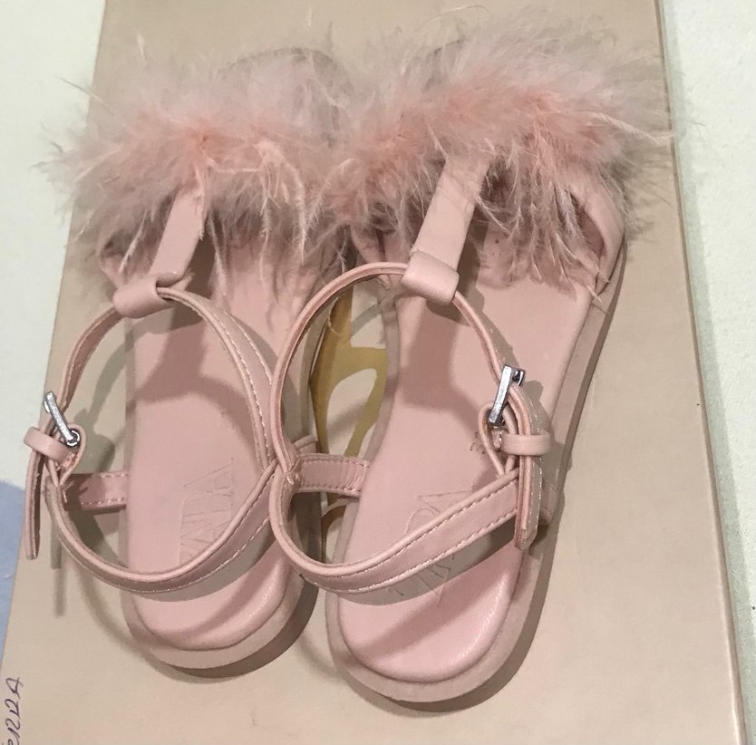 Pembe Tüylü Zara Sandalet - Görsel 4