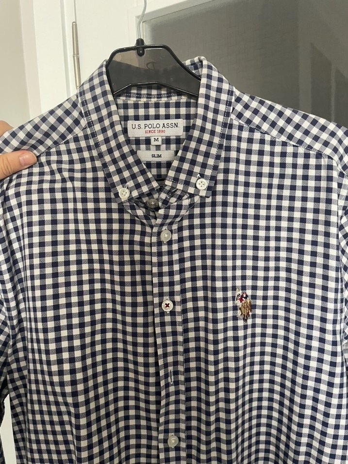 Erkek Beyaz Ekose Uzun Kollu Gömlek US Polo - Görsel 5