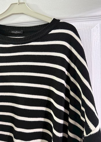 Çizgili Pamuklu Kadın Triko - Görsel 2