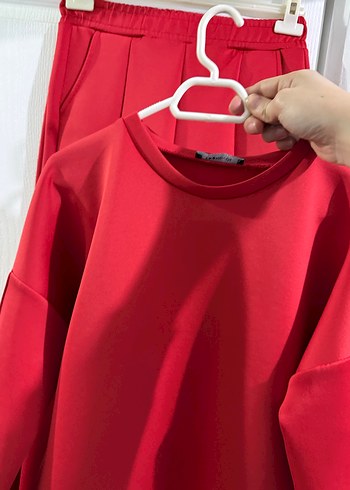 Kırmızı Kadın scuba Eşofman Takımı - Görsel 3