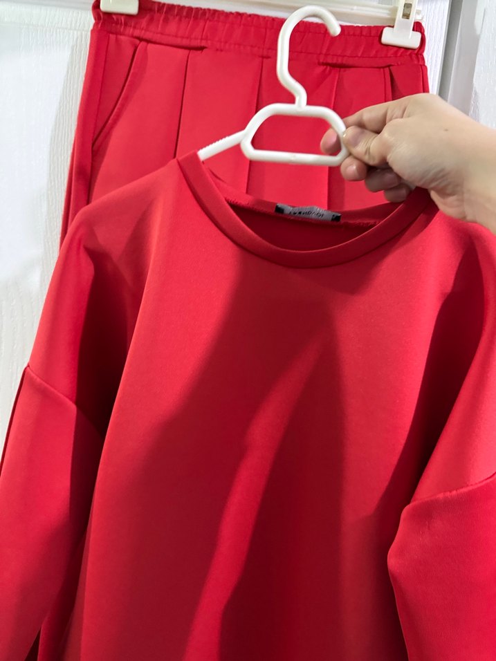 Kırmızı Kadın scuba Eşofman Takımı - Görsel 3