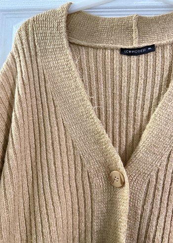 Bej Örgü Kadın Hırka Midi Boy - Görsel 2