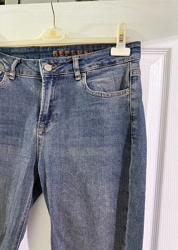 Kadın Mavi Bol Kesim Midi Denim Pantolon - Görsel 3