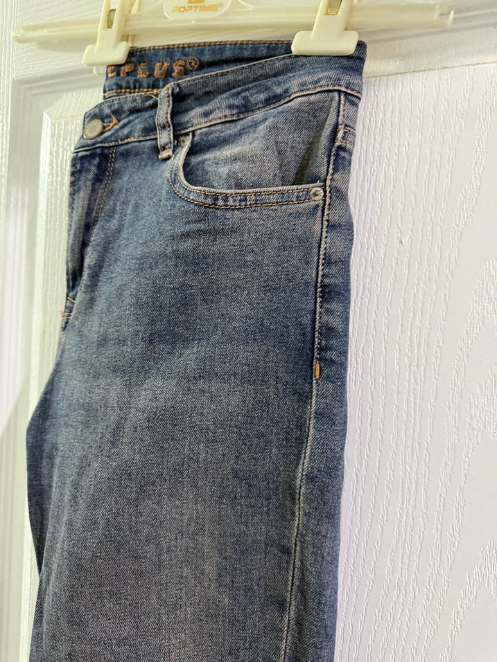 Kadın Mavi Bol Kesim Midi Denim Pantolon - Görsel 2