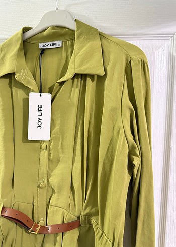 Drapeli Haki Uzun Kadın Elbise - Görsel 4